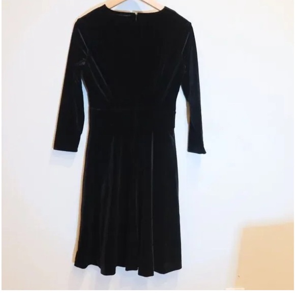 Brooks Brothers Y2K Black Long Sleeve Velvet Dress - Picture 2 of 4